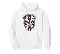 Jesus Saves Bold Cross Christian Faith Design Pullover Hoodie