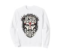 Jesus Saves Bold Cross Christian Faith Design Sweatshirt