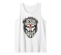 Jesus Saves Bold Cross Christian Faith Design Tank Top