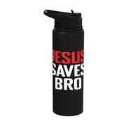 Jesus Saves Bro Christian Catholics Religious Happy Easter Stainless Steel Insulated Water Bottle