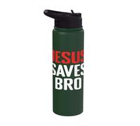 Jesus Saves Bro Christian Catholics Religious Happy Easter Stainless Steel Insulated Water Bottle