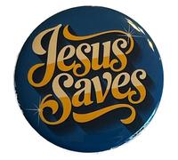 Jesus Saves Button Large 2.25 Inch Pinback Christian Faith Savior Gospel Message Evangelism