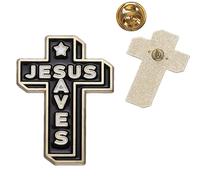 Jesus Saves Christ Pin Badge Lord Cross Brooch Crucifix Christian Holy Bible Lapel Catholic Religous Religion Passion Jewellery Bag Jacket Church Prayer Pray Faith God