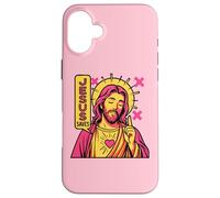 Jesus Saves Christian Anime Sacred Heart Manga Pop Art Pink Case for iPhone 16 Plus