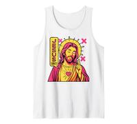 Jesus Saves Christian Anime Sacred Heart Manga Pop Art Pink Tank Top