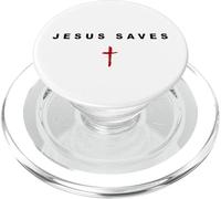 Jesus Saves - Christian Faith Cross Gospel Minimal Text PopSockets PopGrip for MagSafe