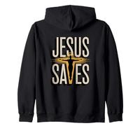 Jesus Saves Christian Faith Devotion Believer Zip Hoodie