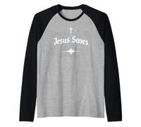 Jesus Saves Christian Inspiration Raglan Baseball Tee