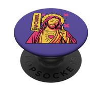 Jesus Saves Christian Purple Pink Anime Manga Pop Art Style PopSockets Adhesive PopGrip