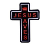 Jesus Saves Crown of Thorns Holy Cross Christ Crucifixion Crucifix Christian Catholic God 1.1" Enamel Pin Badge