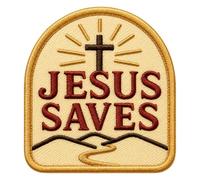 Jesus Saves Embroidered Patch - Christian Faith Bible Verse Iron-On Sew-On Badge, Religious Scripture Patch for Jackets, Backpacks, Hats, DIY Accessories Gifts