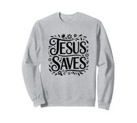 Jesus Saves Floral Ornamental Christian Faith Sweatshirt