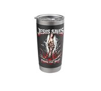 Jesus Saves from The Pit Punk Vintage Christian Emo Stainless Steel Insulated Tumbler
