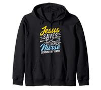 Jesus Saves I'm Just A Nurse Lending My Hand Christian Nurse Zip Hoodie