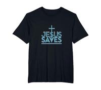 Jesus Saves: Inspirational Christian Faith Message T-Shirt, Men's Big and Tall, Black, 2X Tall