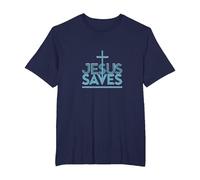 Jesus Saves: Inspirational Christian Faith Message T-Shirt, Men's Big and Tall, Navy, 6X Tall