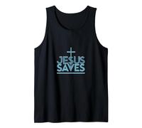Jesus Saves: Inspirational Christian Faith Message Tank Top, Men, Black, L