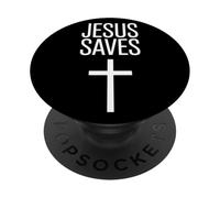 Jesus Saves Minimal Cross Modern Evangelical Christian Faith PopSockets Adhesive PopGrip