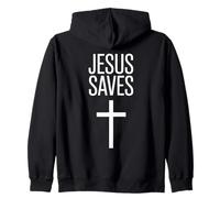 Jesus Saves Minimal Cross Modern Evangelical Christian Faith Zip Hoodie