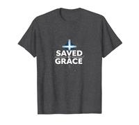 Jesus Saves - Saved by Grace Christian Faith Cross T-Shirt, Men, Dark Heather Grey, L