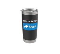 Jesus Saves! Share! Minimal Text Evangelism Gospel Stainless Steel Insulated Tumbler