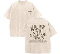 Jesus Saves Shirt, Christian Faith Jesus T-Shirt, Casual Oversized Acid Washed Crew Neck Short Sleeve for Men and Women