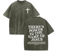 Jesus Saves Shirt, Christian Faith Jesus T-Shirt, Casual Oversized Acid Washed Crew Neck Short Sleeve for Men and Women