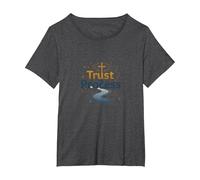 Jesus Saves: Trust The Process Christian Faith Quote T-Shirt, Women's Plus, Dark Heather Grey, 4X