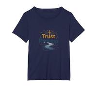 Jesus Saves: Trust The Process Christian Faith Quote T-Shirt, Women's Plus, Navy, 4X