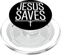 Jesus Saves Vintage Retro Christian Faith Graphic piece PopSockets PopGrip for MagSafe