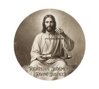 Jesus Scales Justice Judgment Righteousness Truth Circular Metal Tin Sign