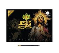 Jesus Scratch Board - Colorful Art Kit in Memory of Christ | Creative Set for Drawing on Scratch Board | Includes 4 Classic and Gold Pen, Fun Art