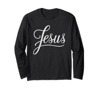 Jesus Script Hand Lettered Christian Faith Design Long Sleeve T-Shirt