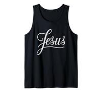 Jesus Script Hand Lettered Christian Faith Design Tank Top