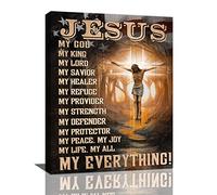 Jesus Scripture Christian Wall Art Jesus Religious Pictures Wall Decor Spiritual Bible Canvas Painting Framed Artwork for Living Room Bedroom Church 16"x20"