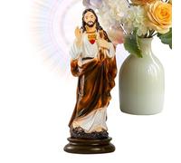 Jesus Sculpture,8.2 Inch Jesus Home Decor - Resin Christian Statue | Decorative Accessories For Prayer Room Display Ceremony Living Room Church Indoor Bedroom Bookshelf