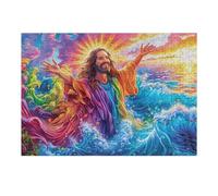 Jesus Sea Miracle Icon 300 Pc DIY Jigsaw Puzzle Deep Radiance Haze Puzzles for Adults Teens Hard Challenging Team Building Stress Reducing Autumn Gift 300 PCS