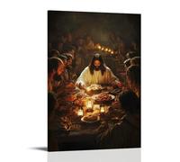 Jesus Sharing A Meal with Sinners, The Table Flickering with Lanterns And Eyes Filled with Stories of Second Chances. Contemporary Wall Mural - Decorative Hanging Poster Art 12x18inch(30x45cm)