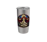 Jesus Shepherd and Wolves Medieval Cathedral Mosaic Art Stainless Steel Insulated Tumbler