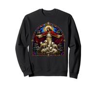 Jesus Shepherd And Wolves Medieval Cathedral Mosaic Art Sweatshirt