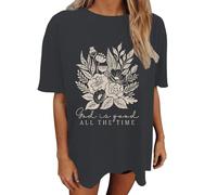Jesus Shirts for Women Christian Oversized God is Good All The Time T Shirt Faith Inspirational Bible Verse Tee Tops Ladies Summer Tops