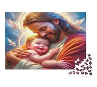 Jesus & Smiling Baby 1000 Pieces Jigsaw Puzzle Divine Child Embrace Relaxing Focus & Concentration Thick Cardboard for Kids Ages 14+ 70x50cm/1000pcs