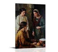 Jesus Standing between Martha And Mary, One Busy with Duty, The Other Silent in Awe, As Time Seems to Pause Around Them. Contemporary Wall Mural - Decorative Hanging Poster Art 16x24inch(40x60cm)