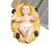 Jesus Statue Christmas Nativity Figures | Small Jesus in the Feeder Figurine Christmas Decoration Small Collectible for Desk Tea Table Edge of fe