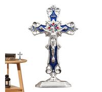 Jesus Statue | Handmade Crucifix with Base - Handcrafted Jesus Christ Ornament with Base for Home Prayer Easter Christmas Altar Decoration