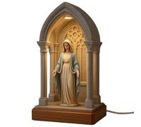 Jesus Statue, LED Devotional Table Lamp Elegant Sacred Sacred Heart of Jesus Figure, Illuminated Statue in Gothic - Style Niche, Religious Table Lamp Decor for Home (Mary)