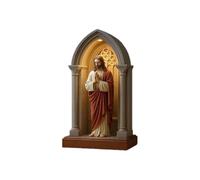 Jesus Statue,LED Devotional Table Lamp Elegant Sacred Sacred Heart of Jesus Figure,Illuminated Statue in Gothic - Style Niche,Religious Table Lamp Decor for Home (18.5x10.5x 5cm)