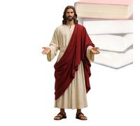 Jesus Statue - Religious Wearing a Robe Sculpture with Open Arms | Jesus Open Arms Blessing Statue | for Desk Prayer Holiday Party Offices Home Living Room Mantel