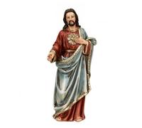 Jesus Statue, Sacred Heart of Jesus Resin Figurine, Red, Blue and Gold | Hand-Painted Resin | Sacred Heart Design | 13.9 x 6.4 x 4.1 cm | Red, Blue and Gold | Christian Home Decor | 1 Piece