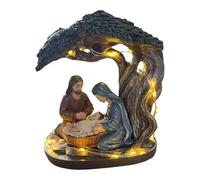 Jesus Statue with Indoor Nativity Scene | Christmas Centerpiece Jesus Christ Mary and Joseph Nativity Small Figurines for Desk Table Shelf Bedroom Living Room Office School